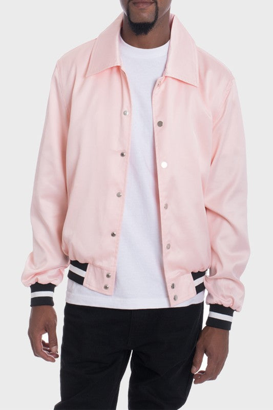 men pink windbreaker luxury satin bomber coat baby pink light pink