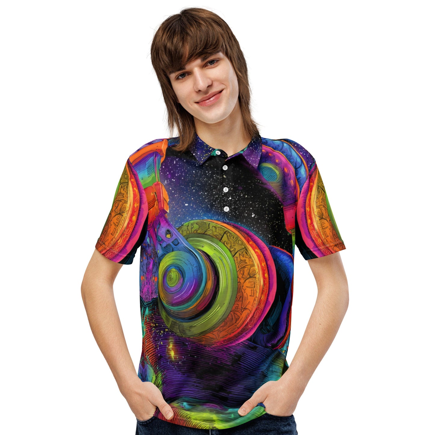 Galaxy Machine Slim Fit Polo For EDM Rave Festival Outfit Clothing