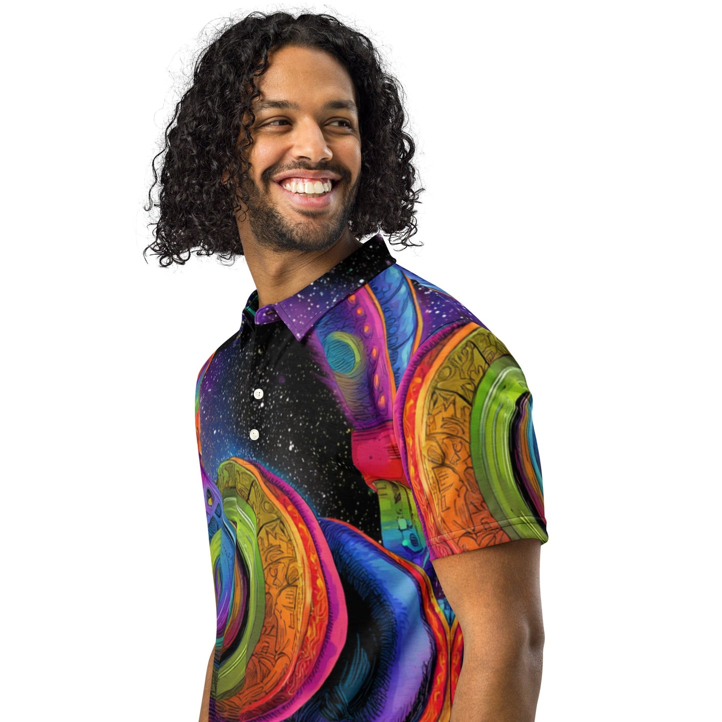 Galaxy Machine Slim Fit Polo For EDM Rave Festival Outfit Clothing