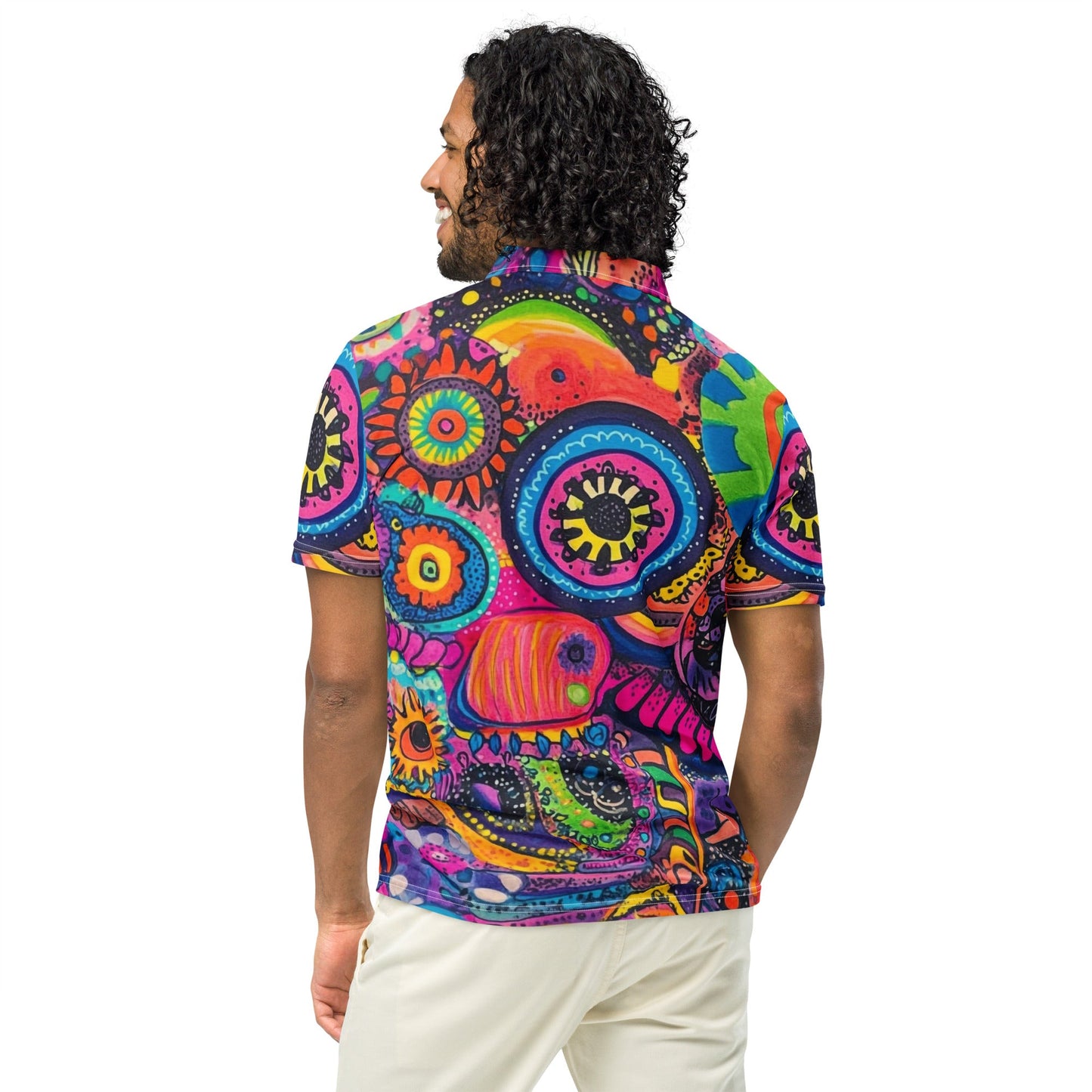 Neon Sketch Slim Fit Polo For EDM Rave Festival Outfit Clothing