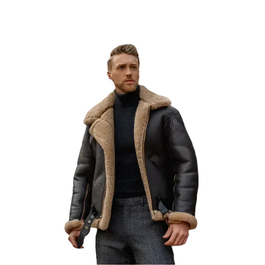 Men’s B3 RAF Aviator Sheepskin Shearling Leather Jacket-0
