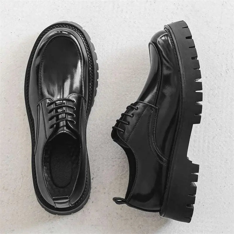 Men's Casual Leather Shoes with Red Stitching