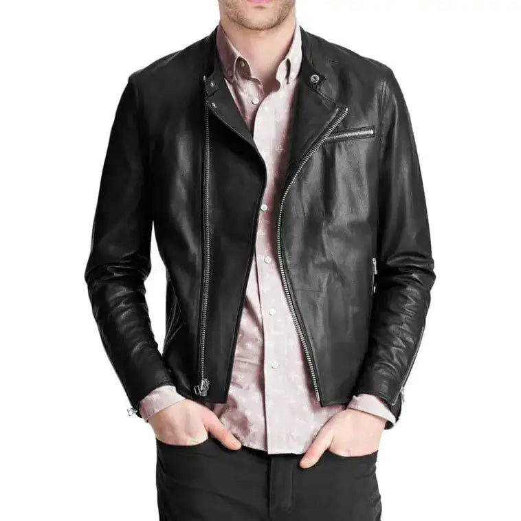 Men’s Classic Black Leather Jacket-0