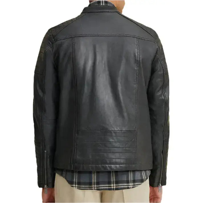 Mens Genuine Leather Motorcycle Jacket-1