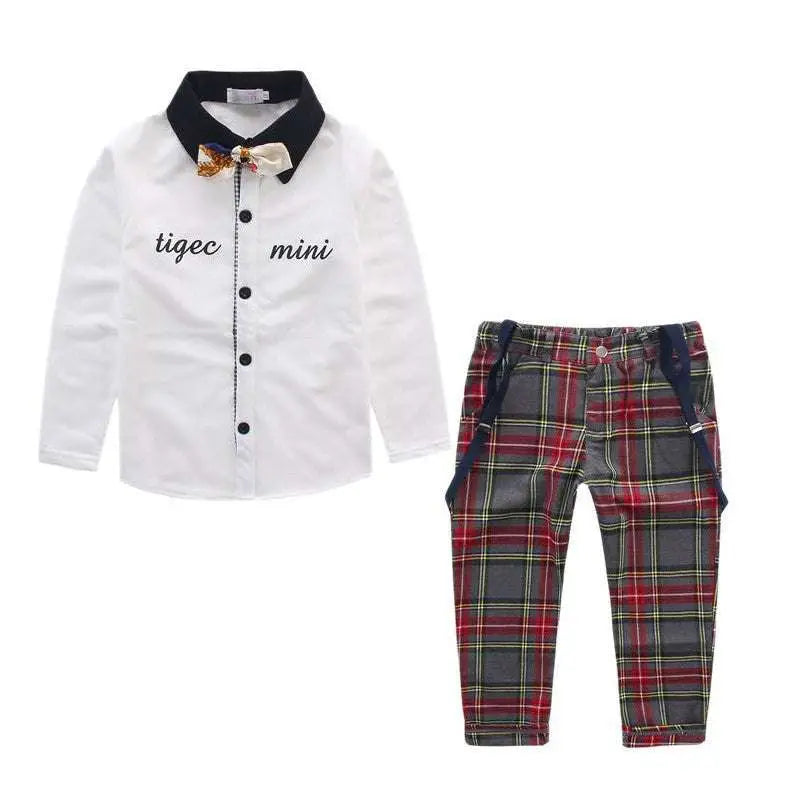 Men's Plaid Suspenders Treasure Suit Tide Suit