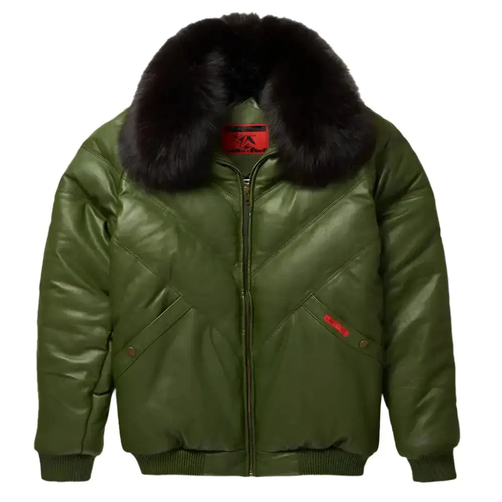 Men's Stylish V-Bomber Leather Jacket-0