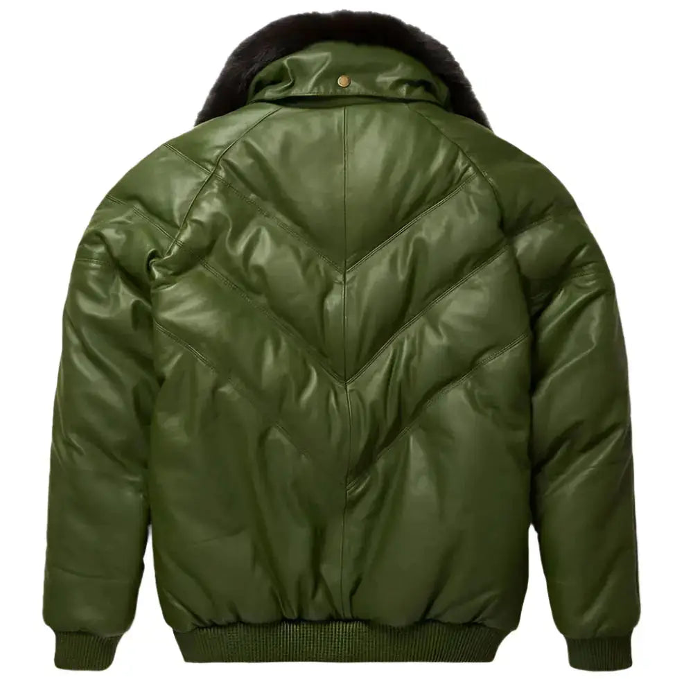 Men's Stylish V-Bomber Leather Jacket-1