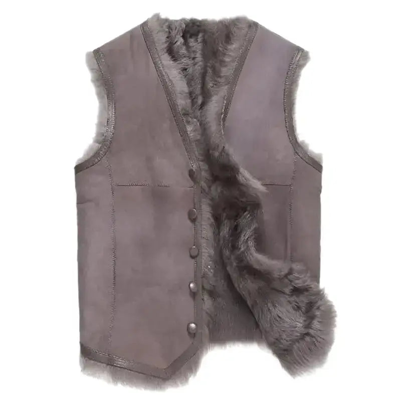 Men’s Tuscany V-Collar Shearling Leather Fur Vest-0