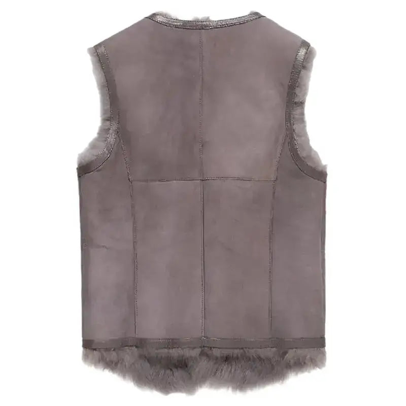 Men’s Tuscany V-Collar Shearling Leather Fur Vest-1