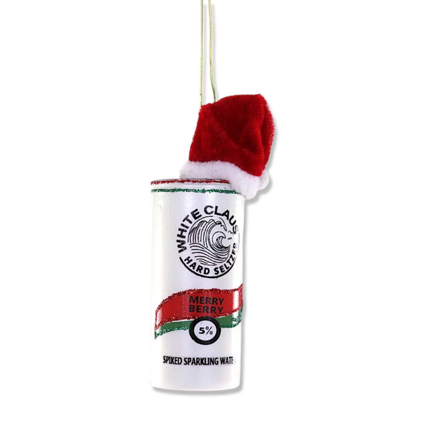 Merry Berry White Claus Glass Ornament