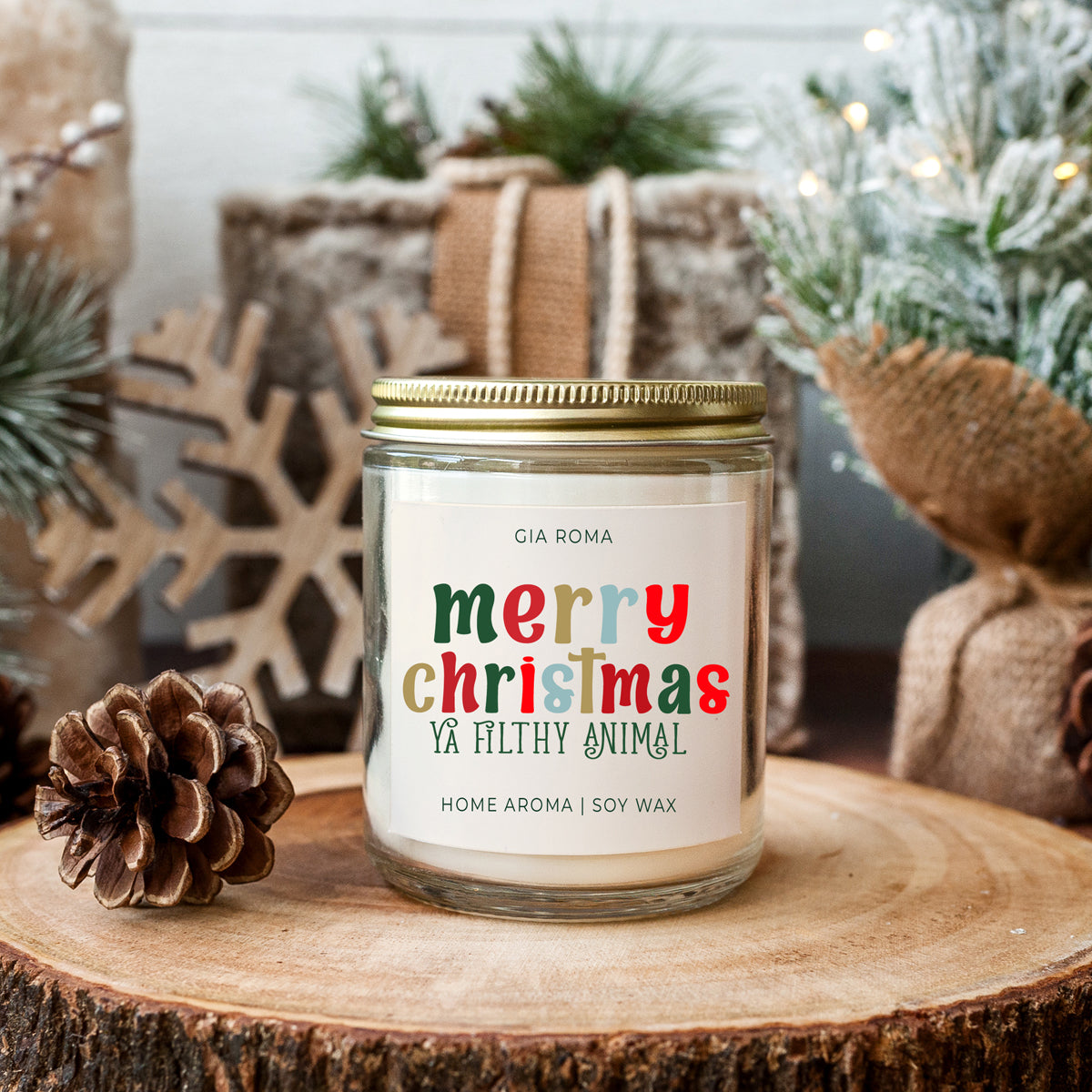 Holiday Christmas Candle Sweet Zesty Floral Rose Jasmine Scent 8oz