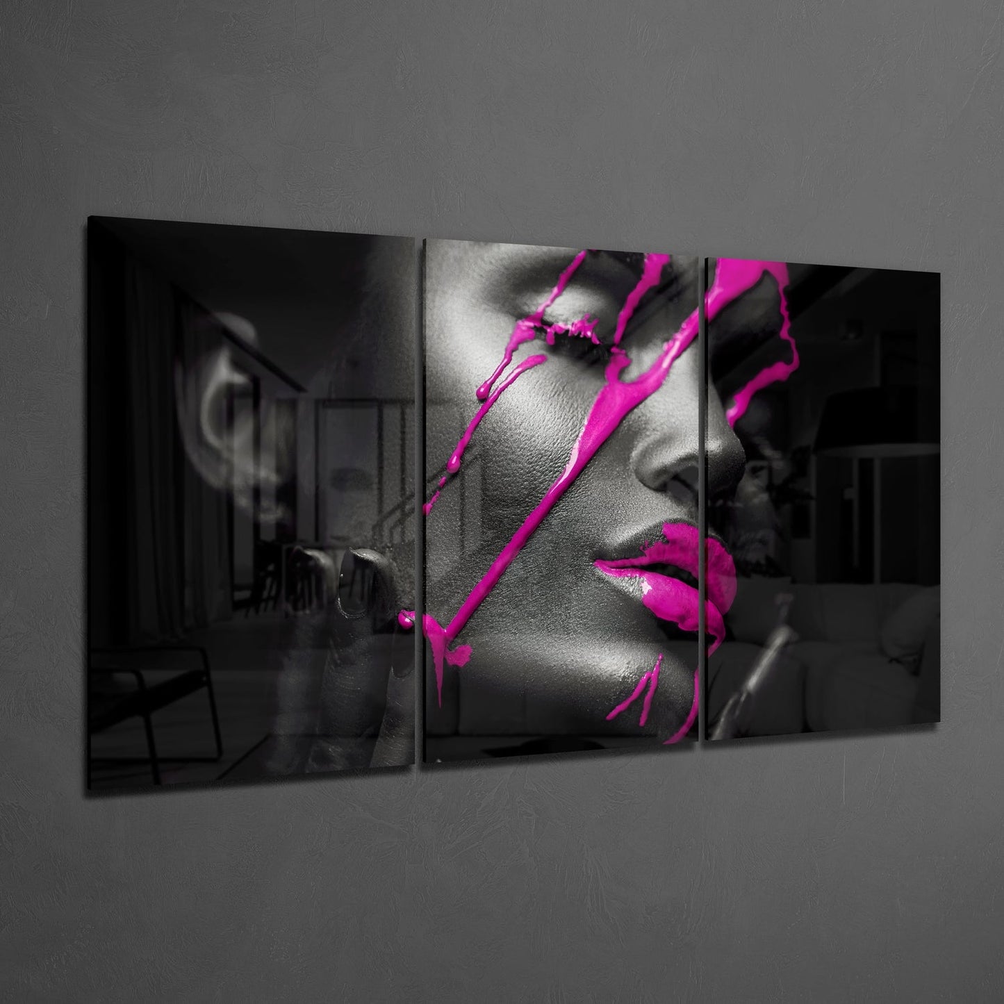 Pink Ink Glass Wall Art-1