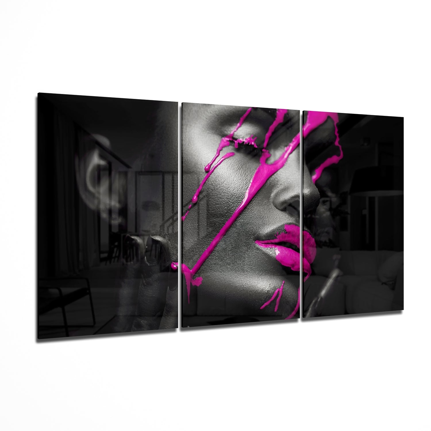 Pink Ink Glass Wall Art-0