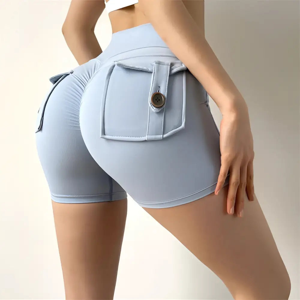 Mint Green Nude Feel Pocket Yoga Shorts