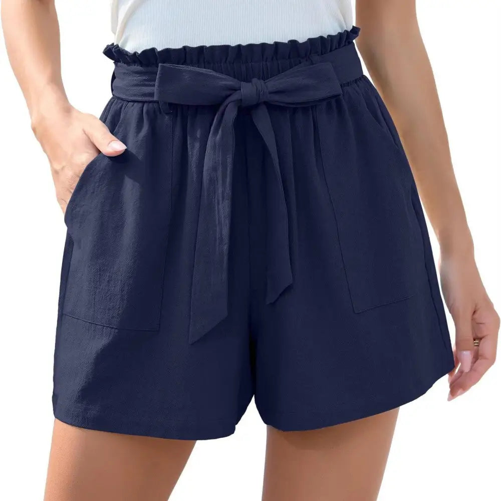 Mint Green Ruffle Bow Waist Tie Shorts with Pockets