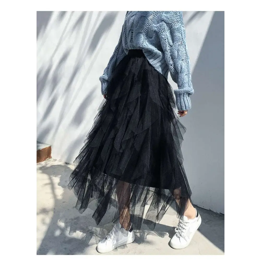 Mint Green Tiered Easy Matching Mesh Skirt