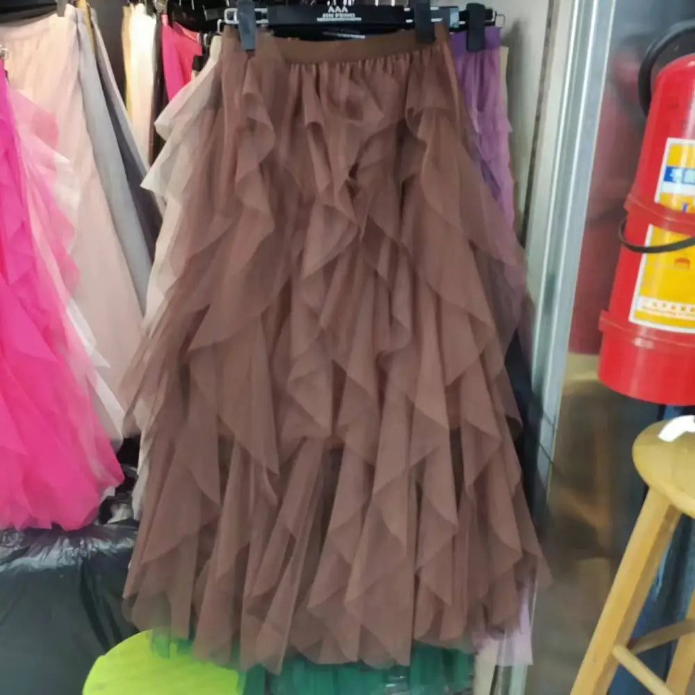 Mint Green Tiered Easy Matching Mesh Skirt