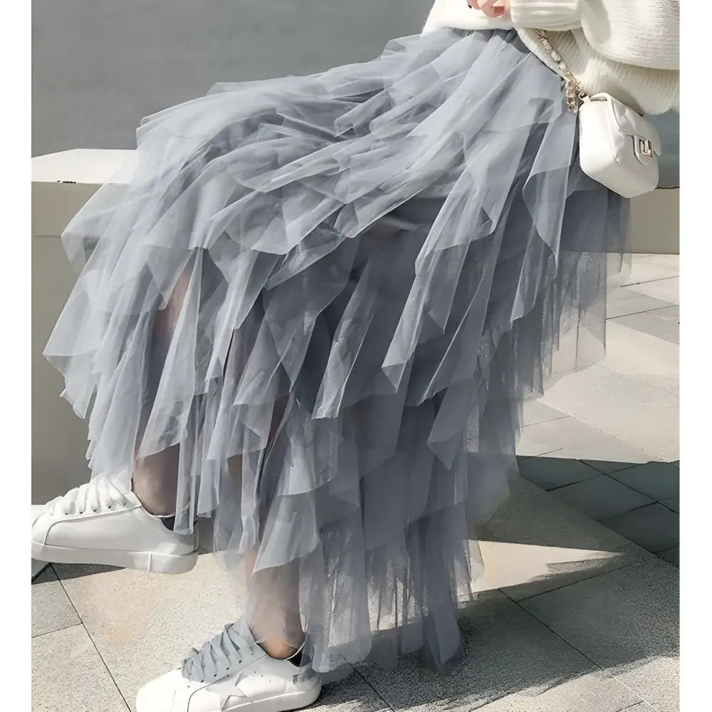 Mint Green Tiered Easy Matching Mesh Skirt