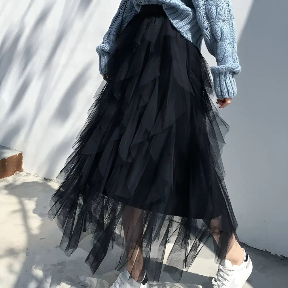 Mint Green Tiered Easy Matching Mesh Skirt