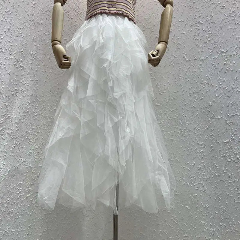 Mint Green Tiered Easy Matching Mesh Skirt