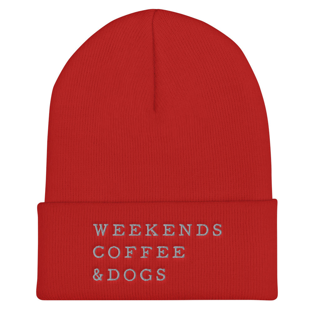 Weekends, Coffee, Dogs Cuffed Beanie-0