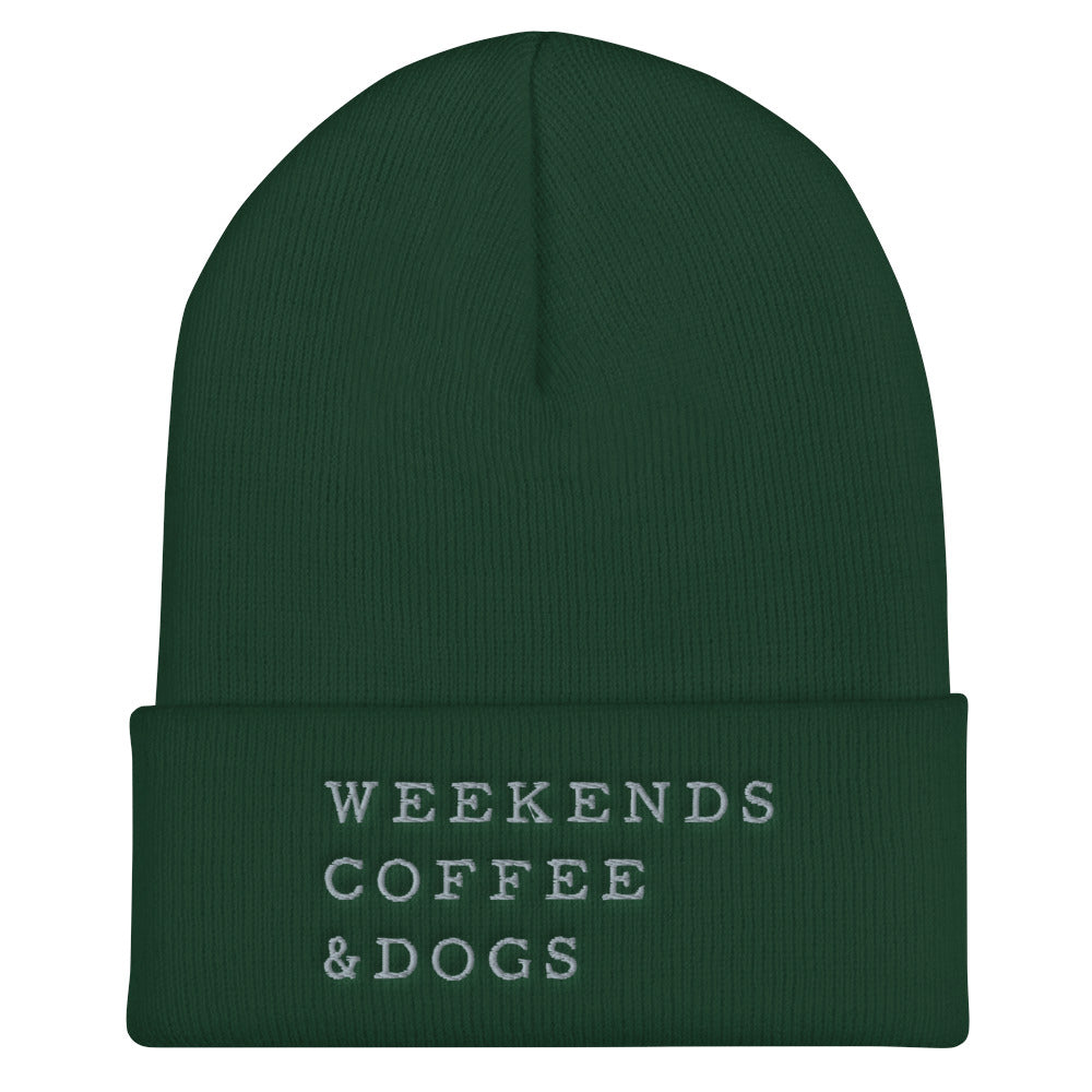Weekends, Coffee, Dogs Cuffed Beanie-5