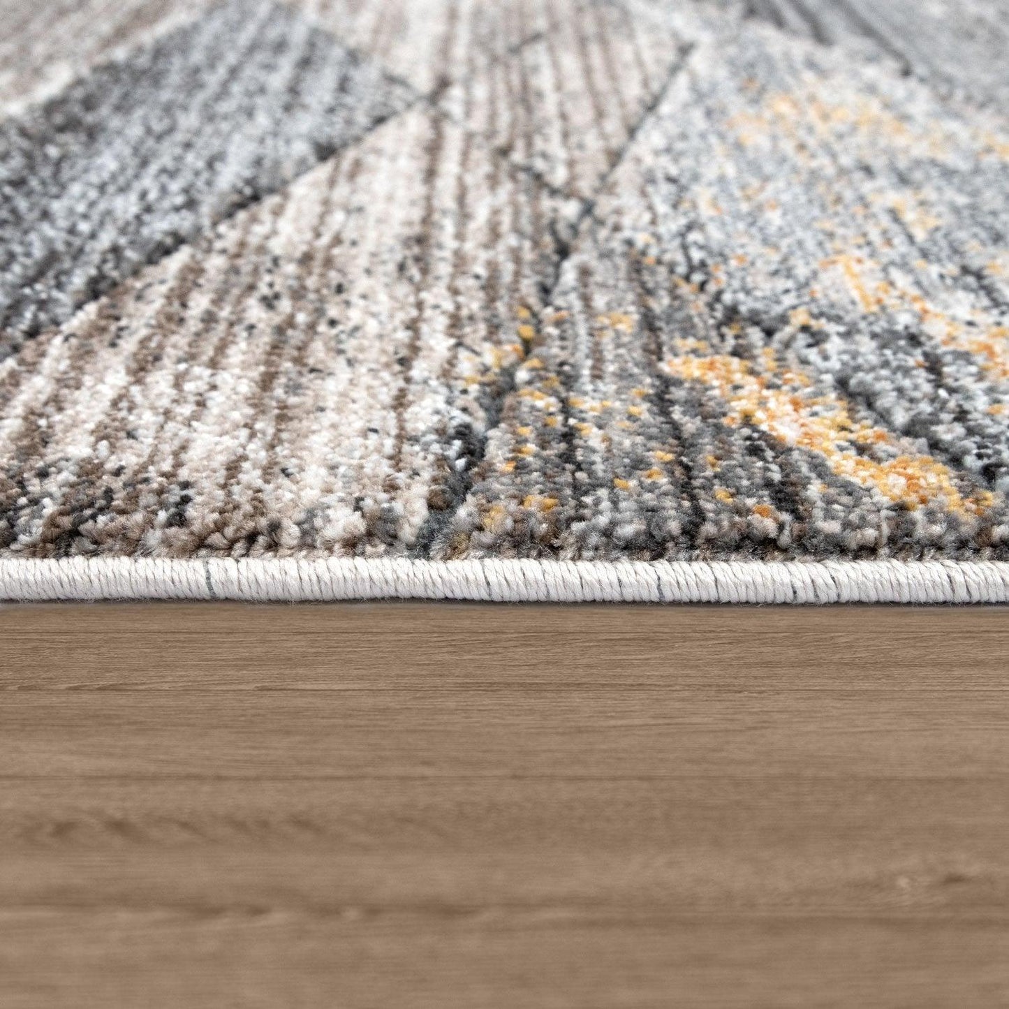 Modern Area Rug Abstract Design 3D Effect in Grey Yellow-1