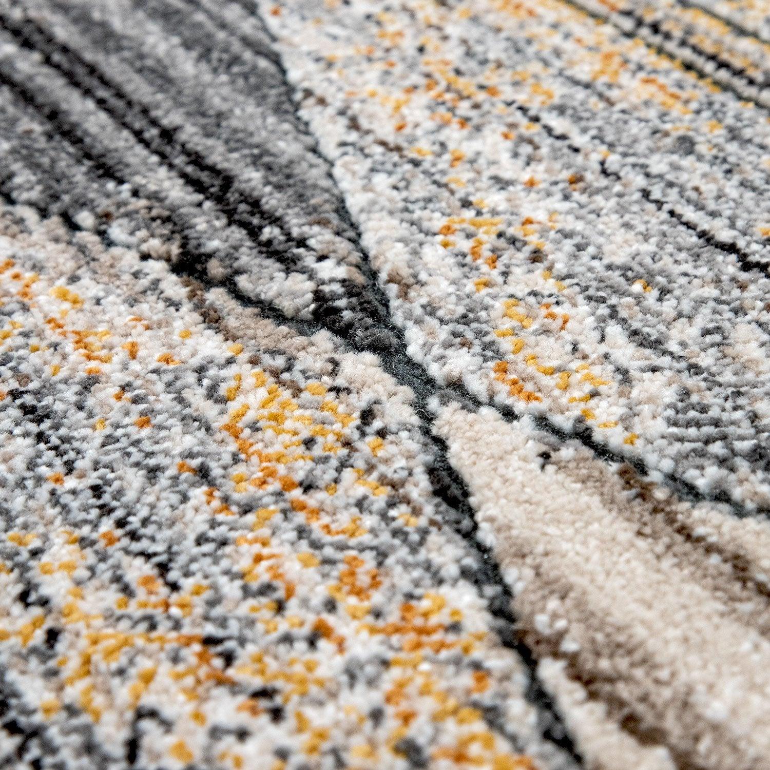 Modern Area Rug Abstract Design 3D Effect in Grey Yellow-2