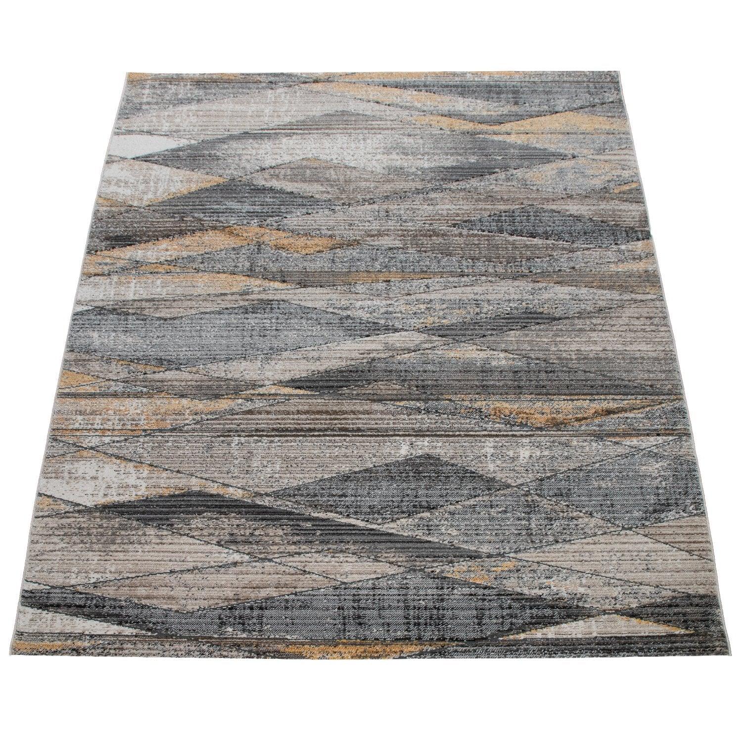 Modern Area Rug Abstract Design 3D Effect in Grey Yellow-3
