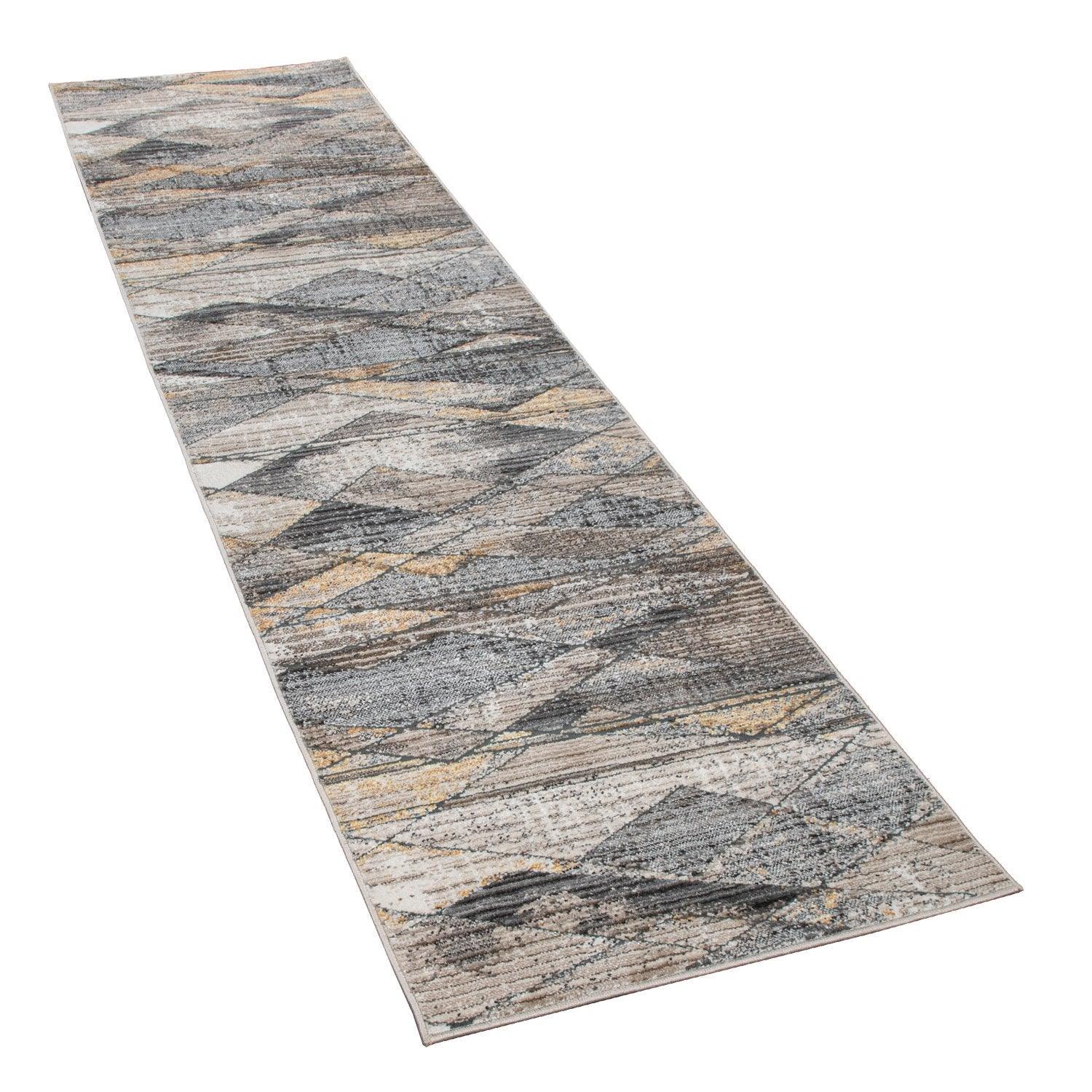 Modern Area Rug Abstract Design 3D Effect in Grey Yellow-4