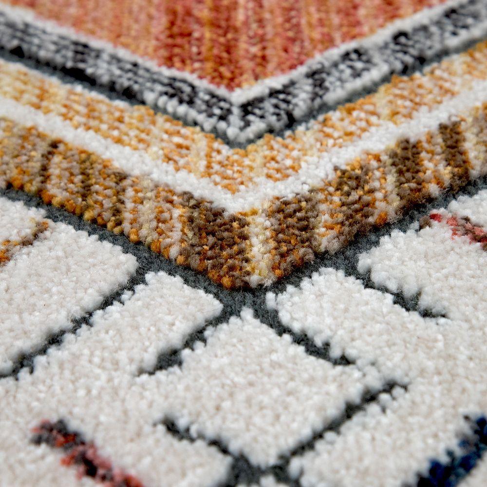Modern Area Rug Boho Design with colorful Pattern in Cream-3