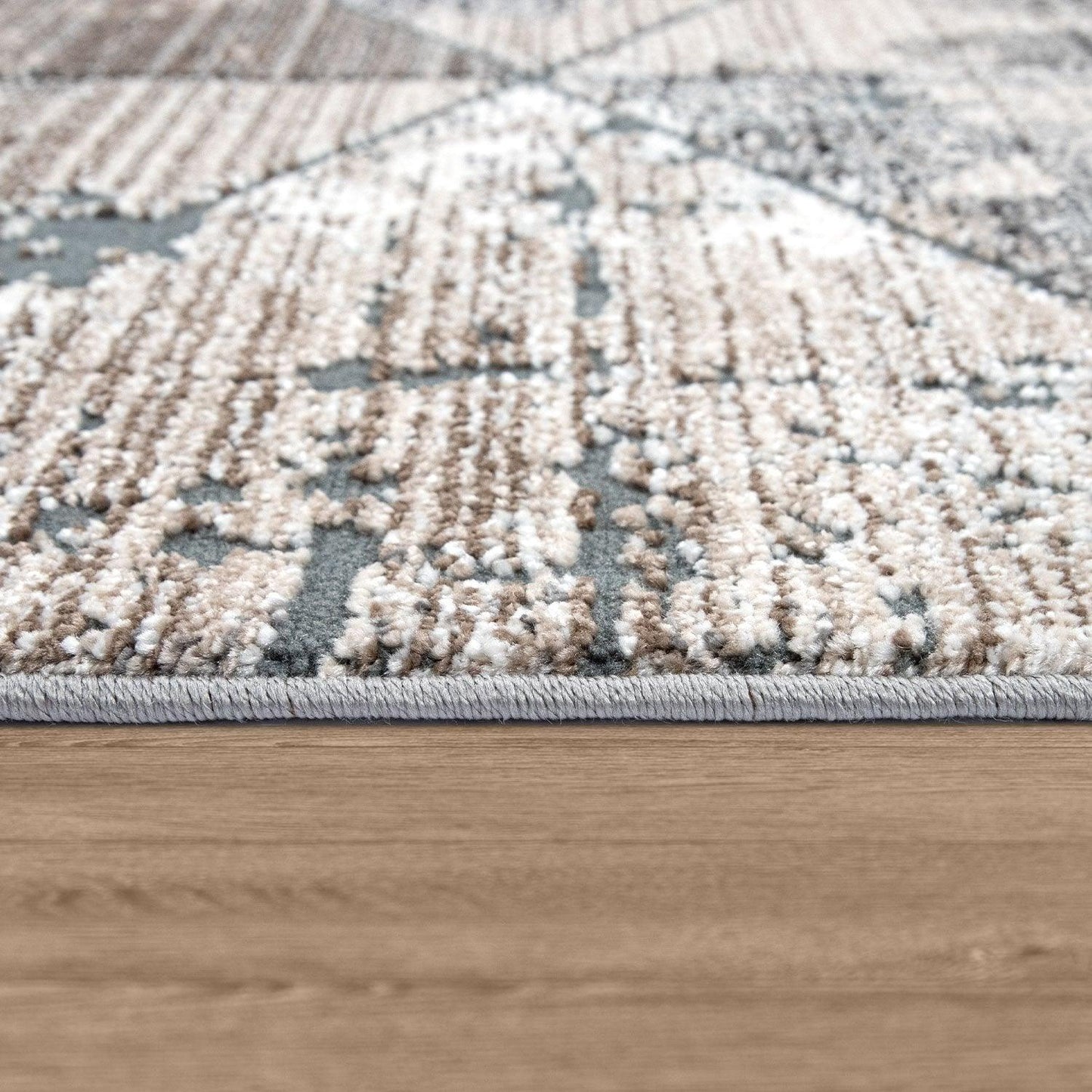 Modern Area Rug Geometric Design 3D Effect in Grey Beige-1