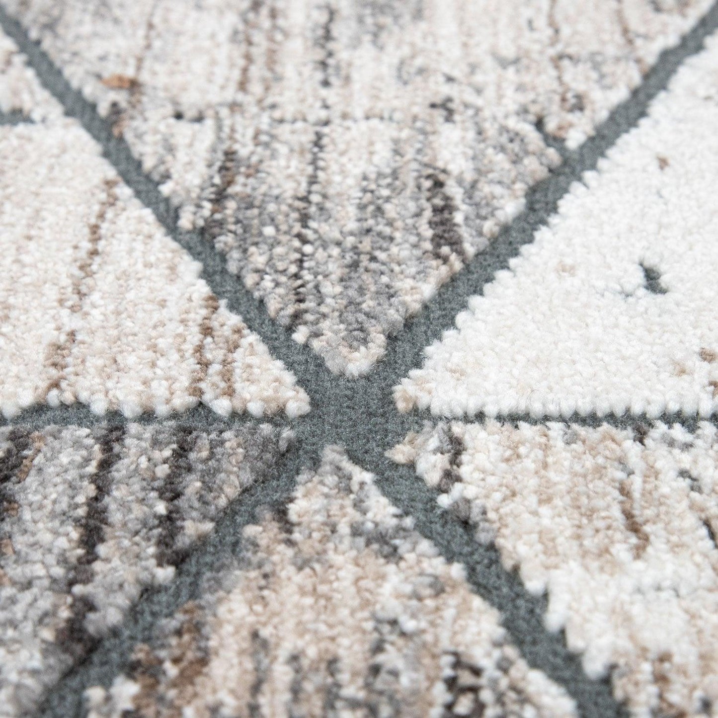 Modern Area Rug Geometric Design 3D Effect in Grey Beige-2