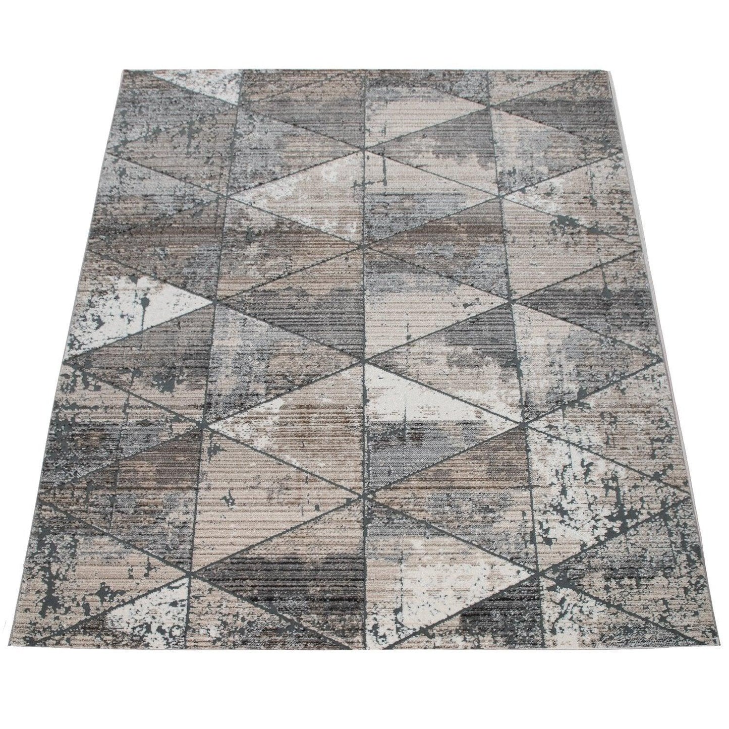 Modern Area Rug Geometric Design 3D Effect in Grey Beige-3