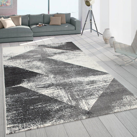 Modern Area Rug Mero Abstract Design - Black and White-0