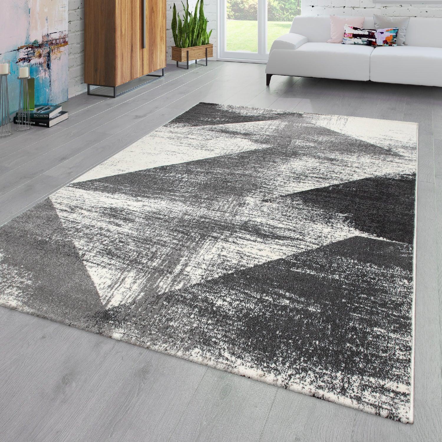 Modern Area Rug Mero Abstract Design - Black and White-1