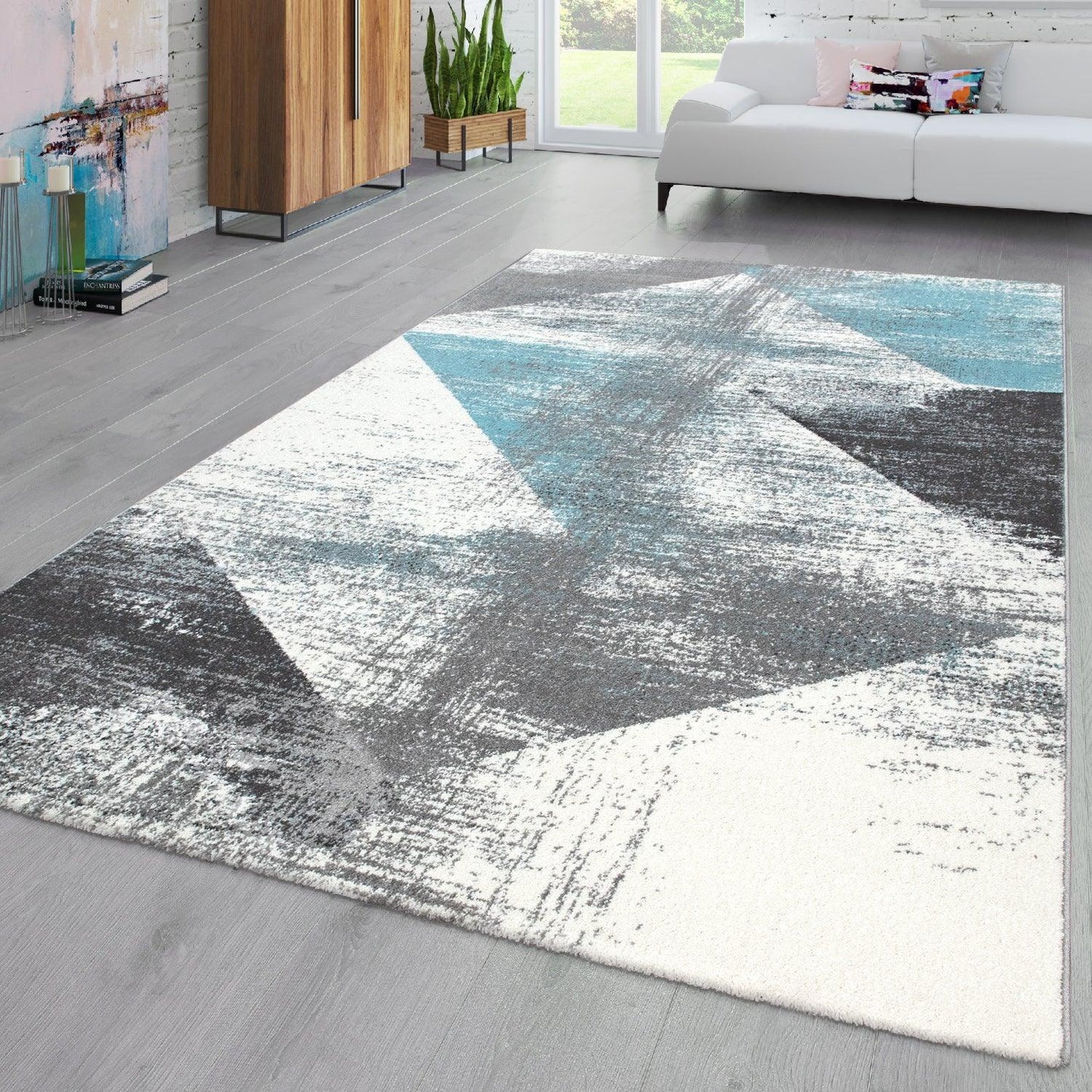 Modern Area Rug Mero Abstract Design - Grey Blue-1