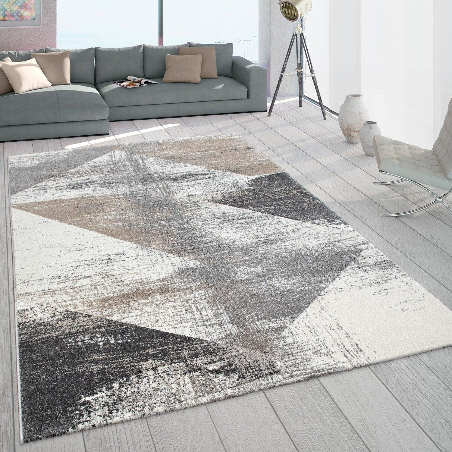 Modern Area Rug Mero Abstract Design - Grey White Brown-0