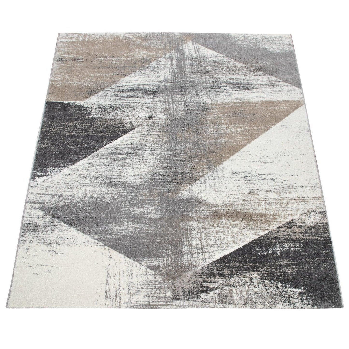 Modern Area Rug Mero Abstract Design - Grey White Brown-4