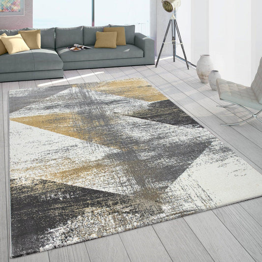 Modern Area Rug Mero Abstract Design - Grey White Yellow-0