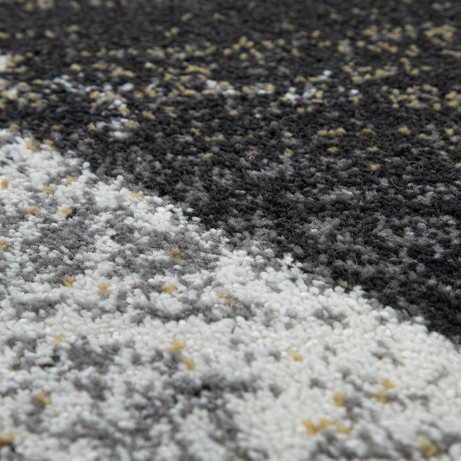 Modern Area Rug Mero Abstract Design - Grey White Yellow-2