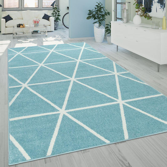 Modern Geometric Rug for Living-Room in Light Blue-0