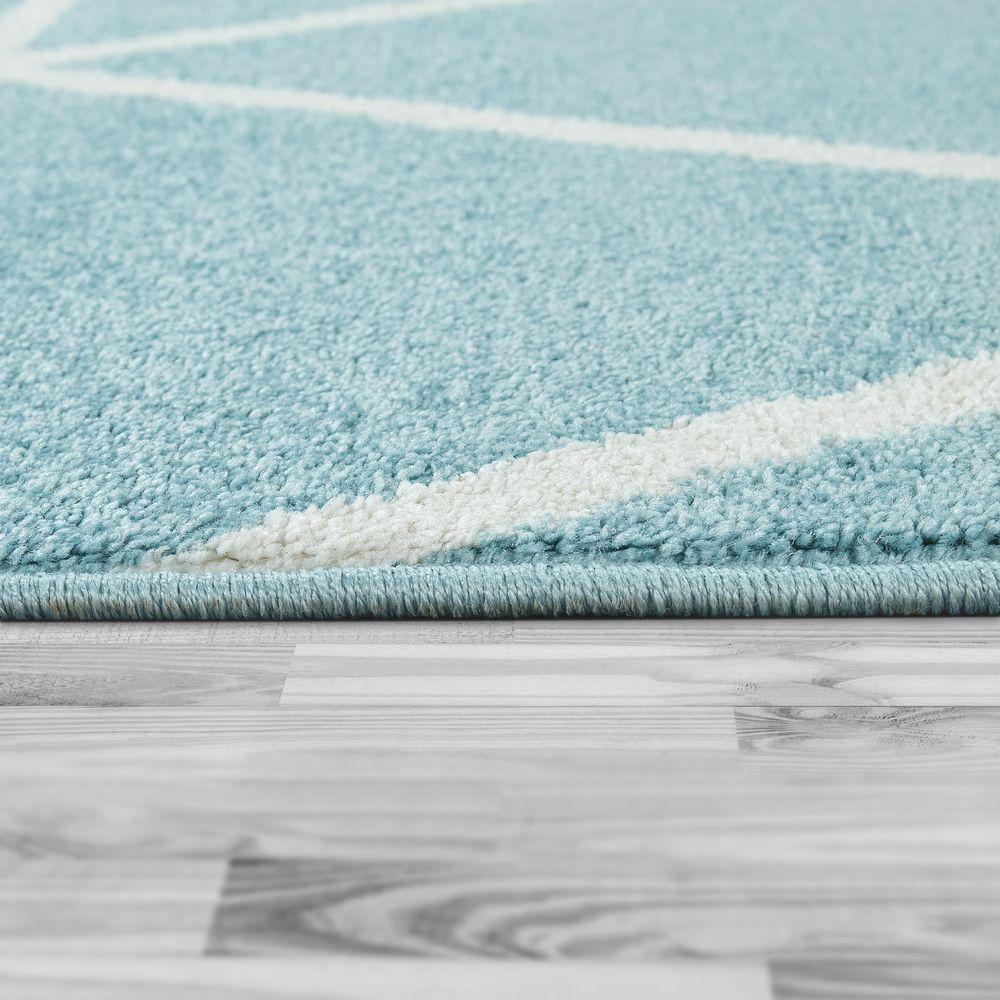 Modern Geometric Rug for Living-Room in Light Blue-1