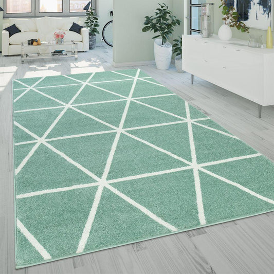 Modern Geometric Rug for Living-Room in Mint Green-0