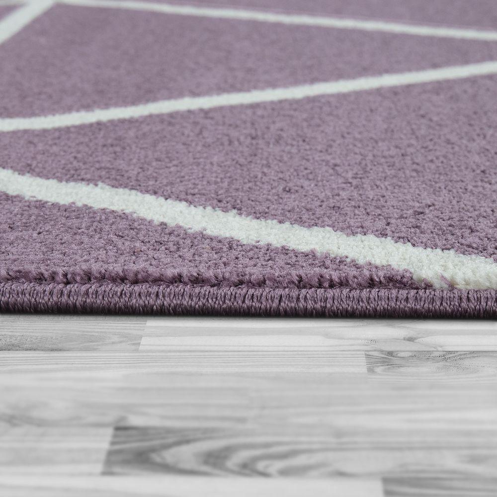 Modern Geometric Rug for Living-Room in Purple White-1