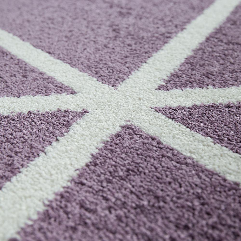 Modern Geometric Rug for Living-Room in Purple White-2