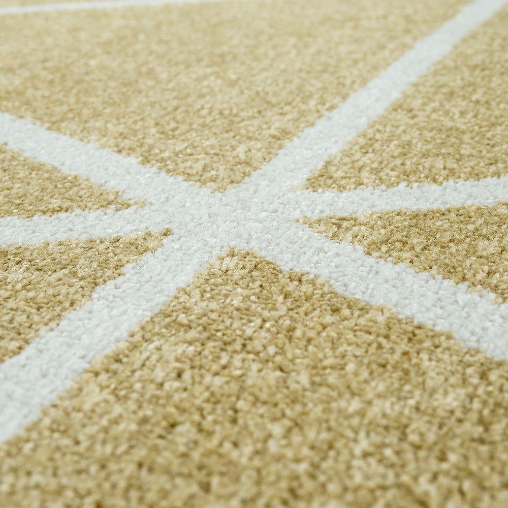 Modern Geometric Rug for Living-Room in Yellow White-1