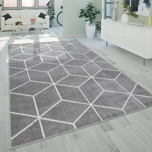 Modern Rug Stella Geometric Design - Grey White-0