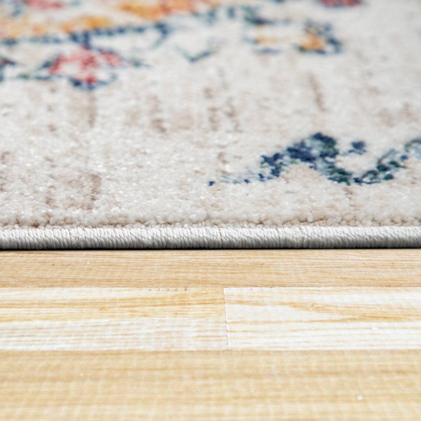 Modern Vintage Rug Oriental Look Abstract Beige Yellow Blue-2
