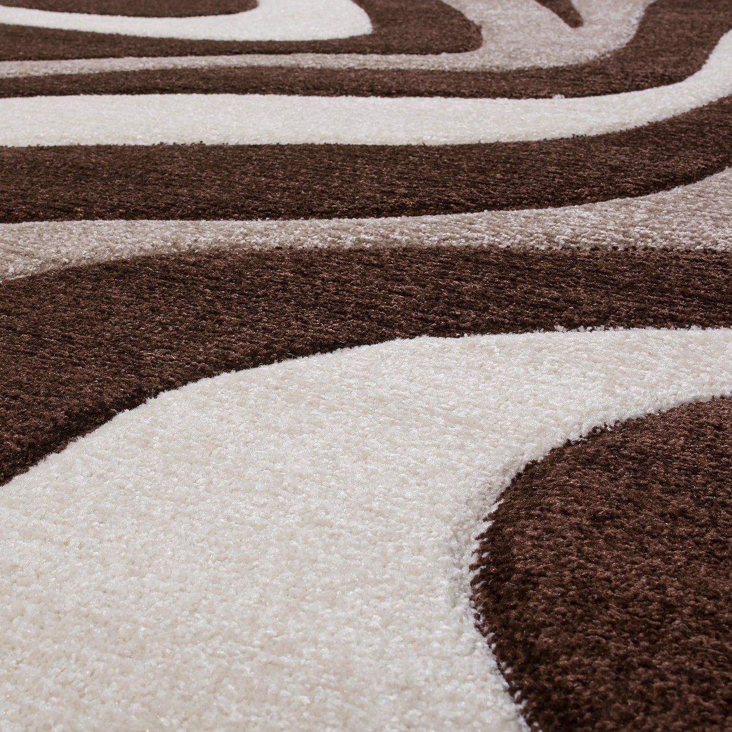 Area Rug Madeira Modern Wave Pattern - Brown Beige-1